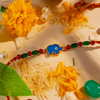Hardik Jewels 92.5 Silver Rakhi Online - Elegant Elephant Design.