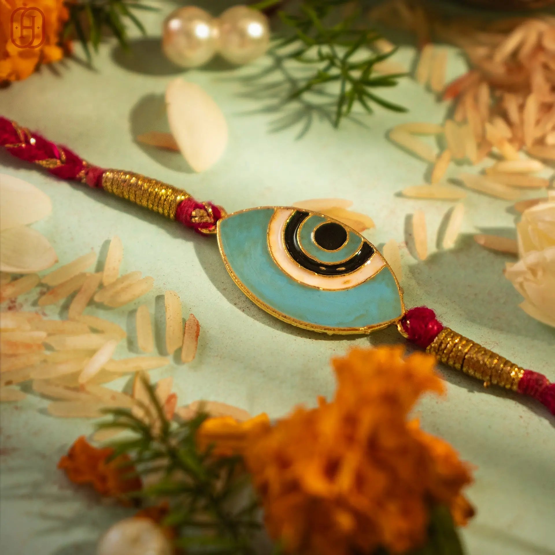 Hardik Jewels Evil Eye Silver Rakhi with Handcrafted Design.