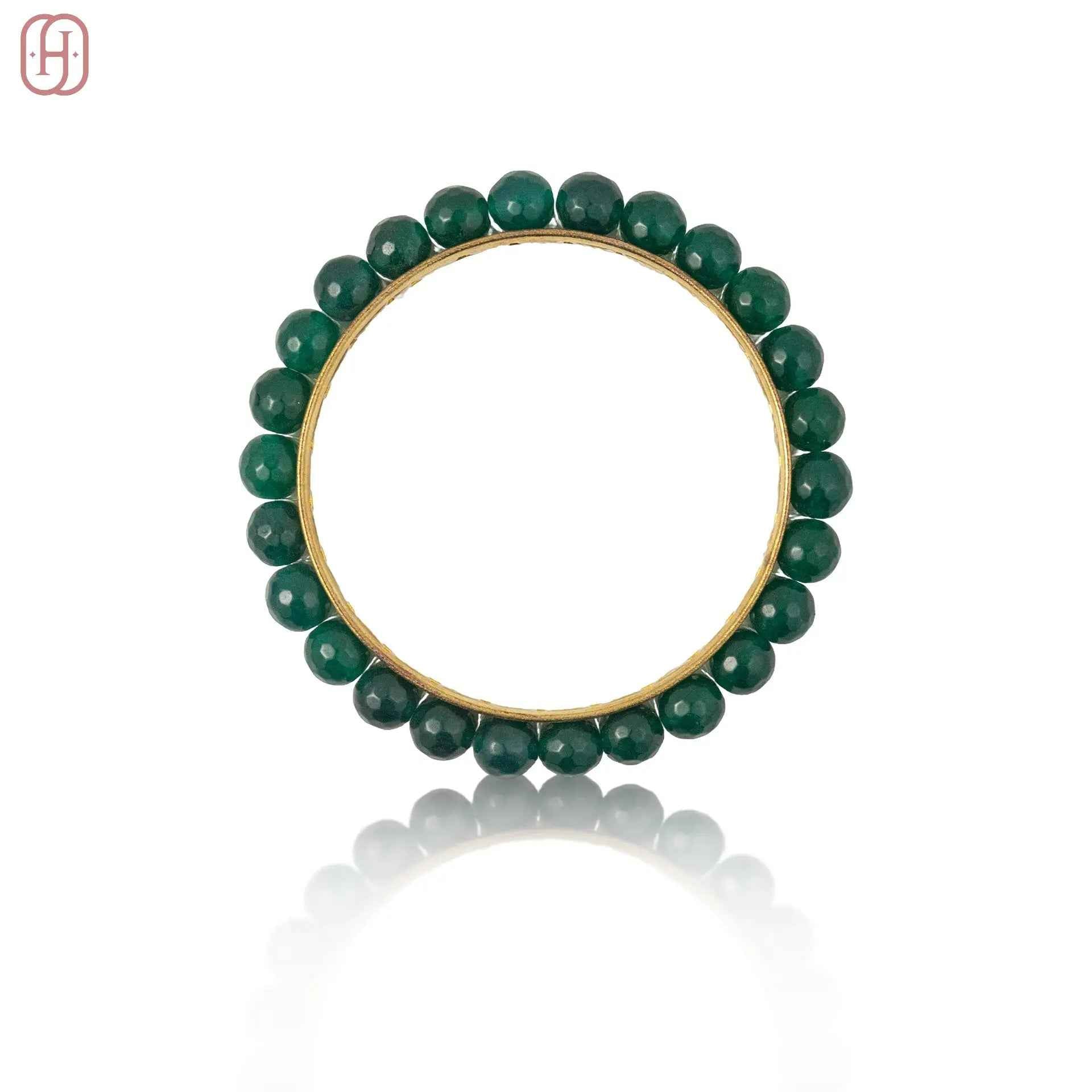 Hardik Jewels Gold-Toned Beaded Bangle - Handcrafted Elegance