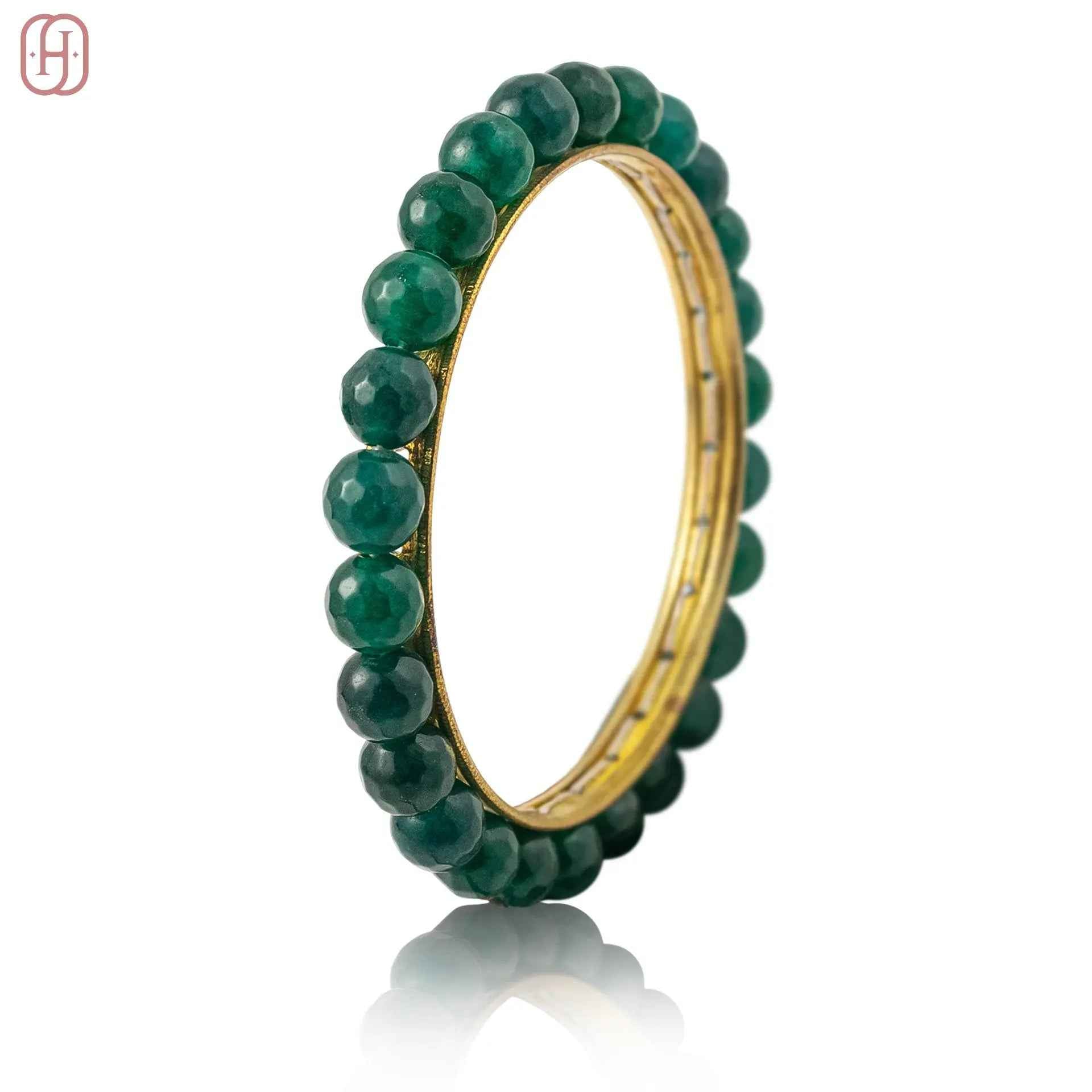 Hardik Jewels Gold-Toned Beaded Bangle - Handcrafted Elegance