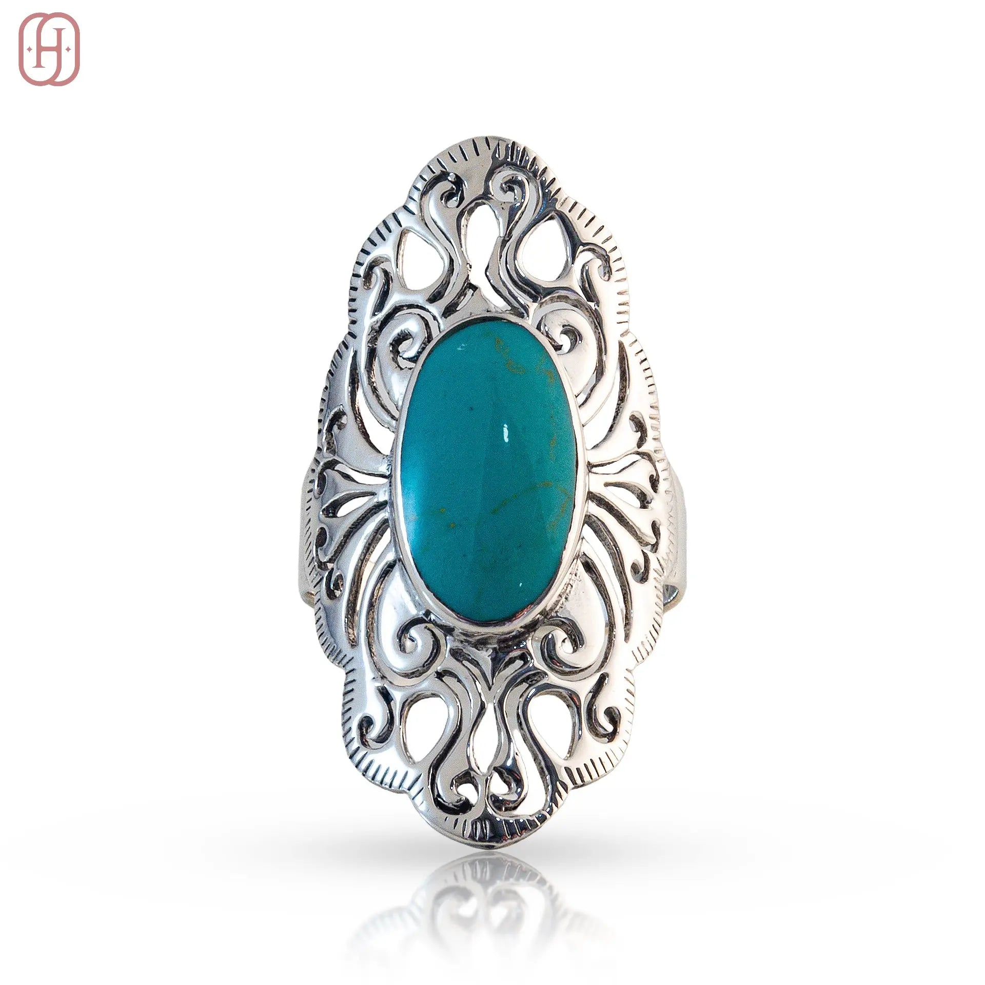 Hardik Jewels Handcrafted Turquoise Ring in 92.5 Silver.