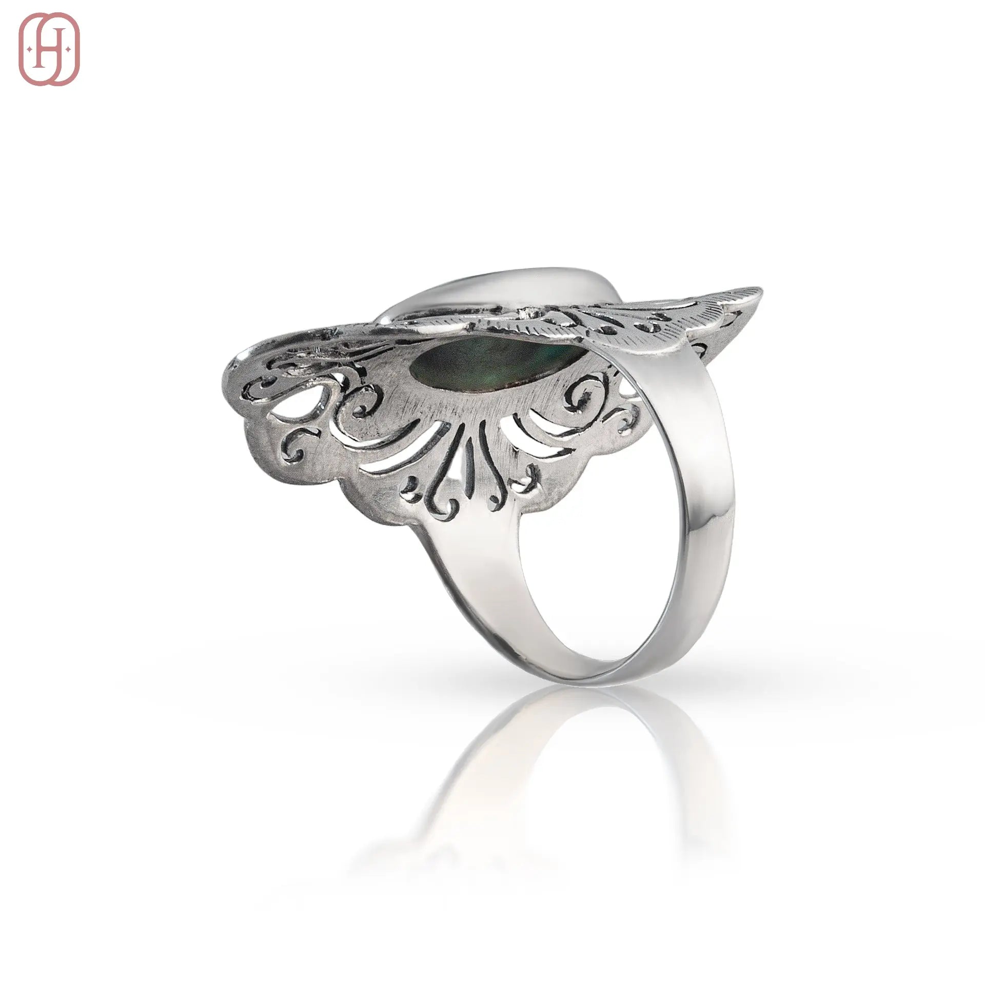 Hardik Jewels Handcrafted Turquoise Ring in 92.5 Silver.