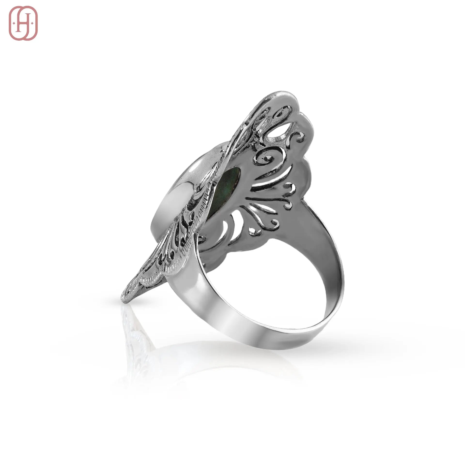 Hardik Jewels Handcrafted Turquoise Ring in 92.5 Silver.
