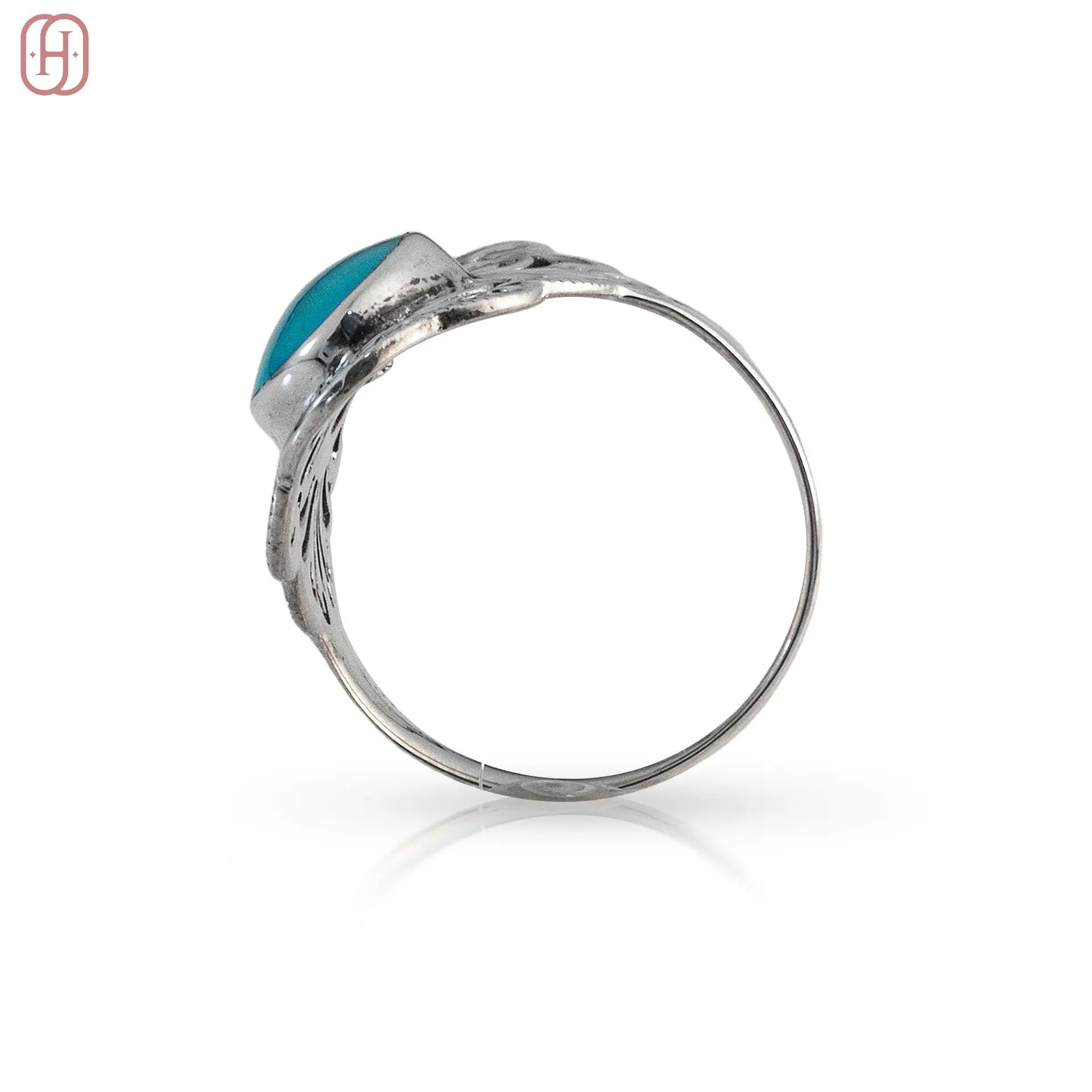 Hardik Jewels Handcrafted Turquoise Ring in 92.5 Silver.