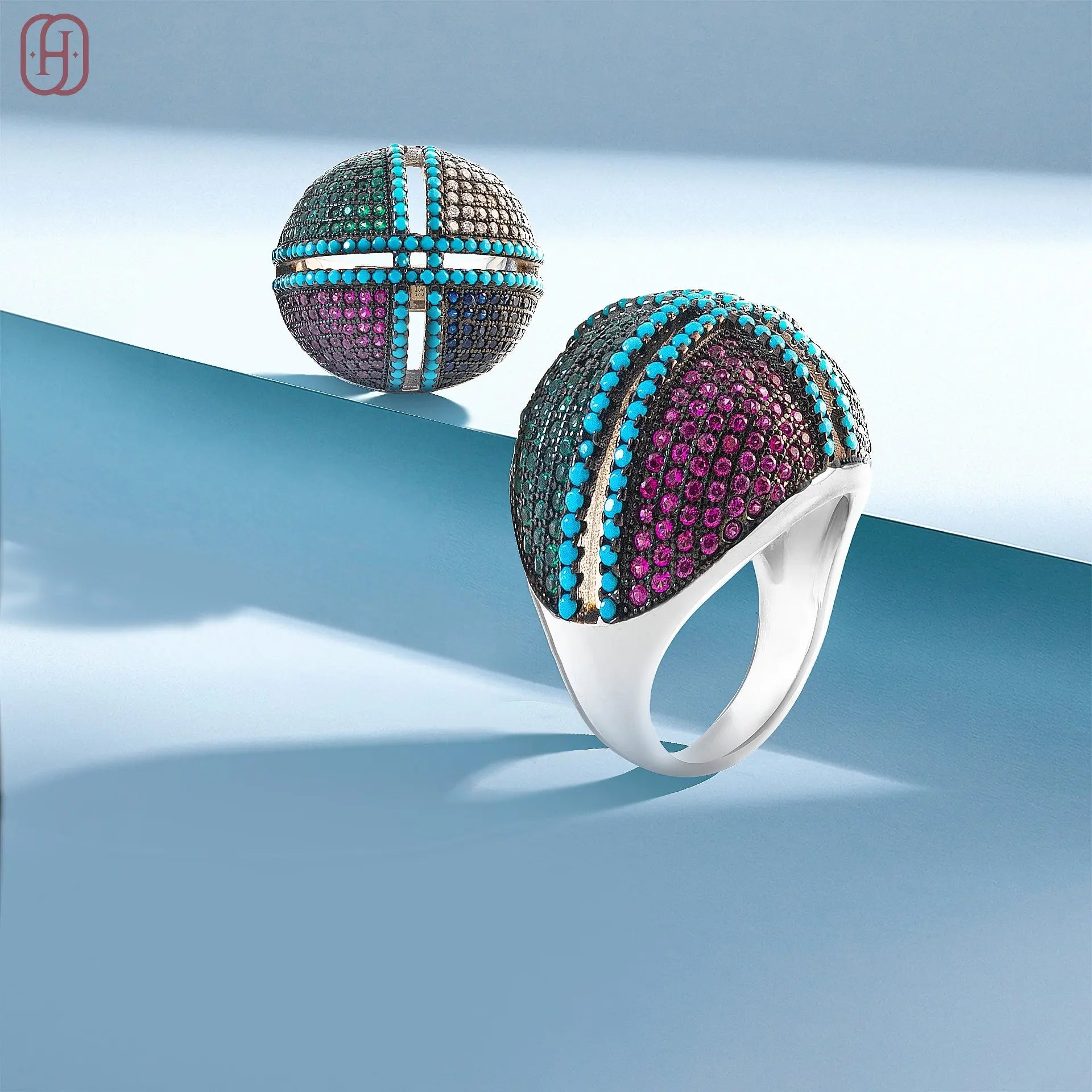 Hardik Jewels Mixed Color Zircon Ring in 92.5 Silver.