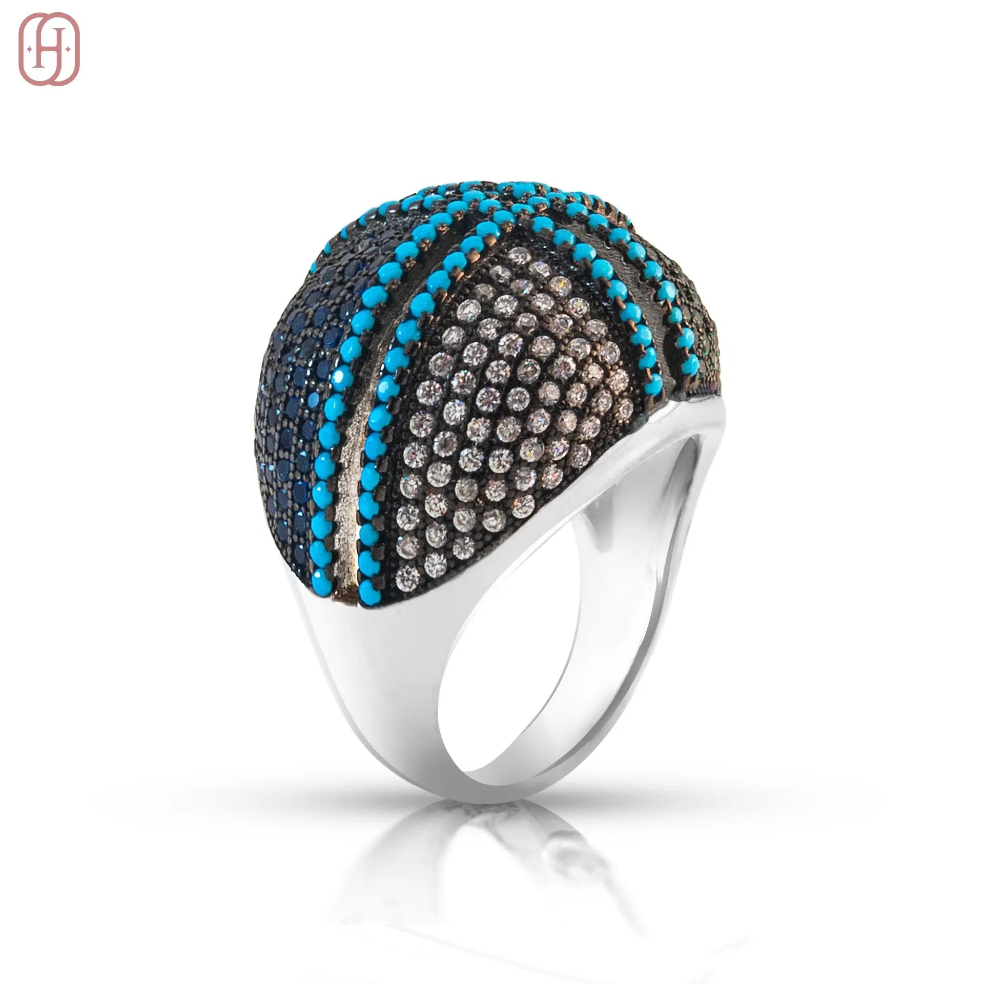 Hardik Jewels Mixed Color Zircon Ring in 92.5 Silver.