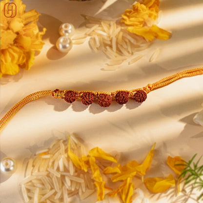 Hardik Jewels Rudraksha Rakhi for Brothers - Traditional Design.