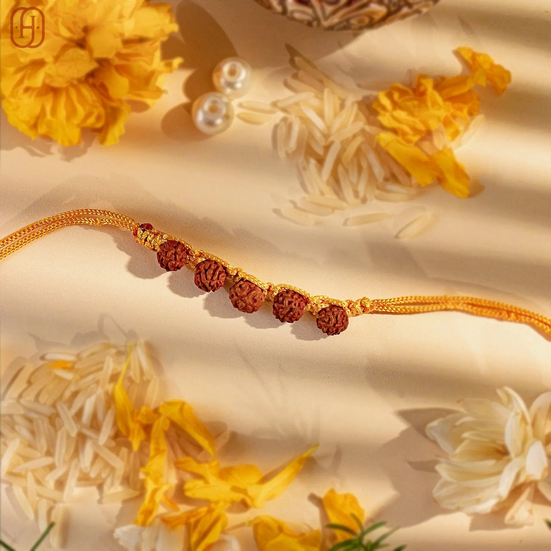 Hardik Jewels Rudraksha Rakhi for Brothers - Traditional Design.