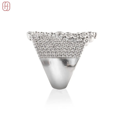 Hardik Jewels Silver Cubic Zirconia Ring - Elegant 92.5 Sterling.