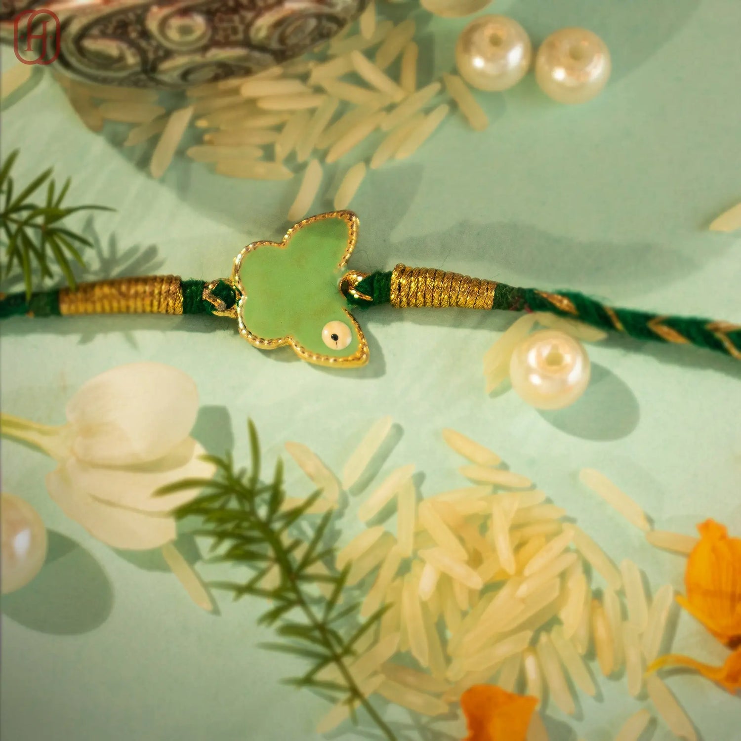 Hardik Jewels Silver Enamel Rakhi Online - Elegant Butterfly Design.