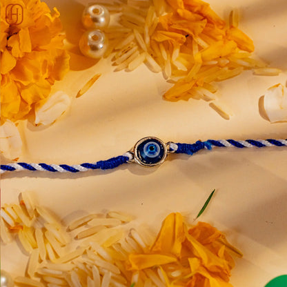 Hardik Jewels Silver Evil Eye Rakhi - Handcrafted 92.5 Silver.
