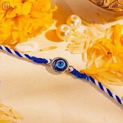 Hardik Jewels Silver Evil Eye Rakhi - Handcrafted 92.5 Silver.