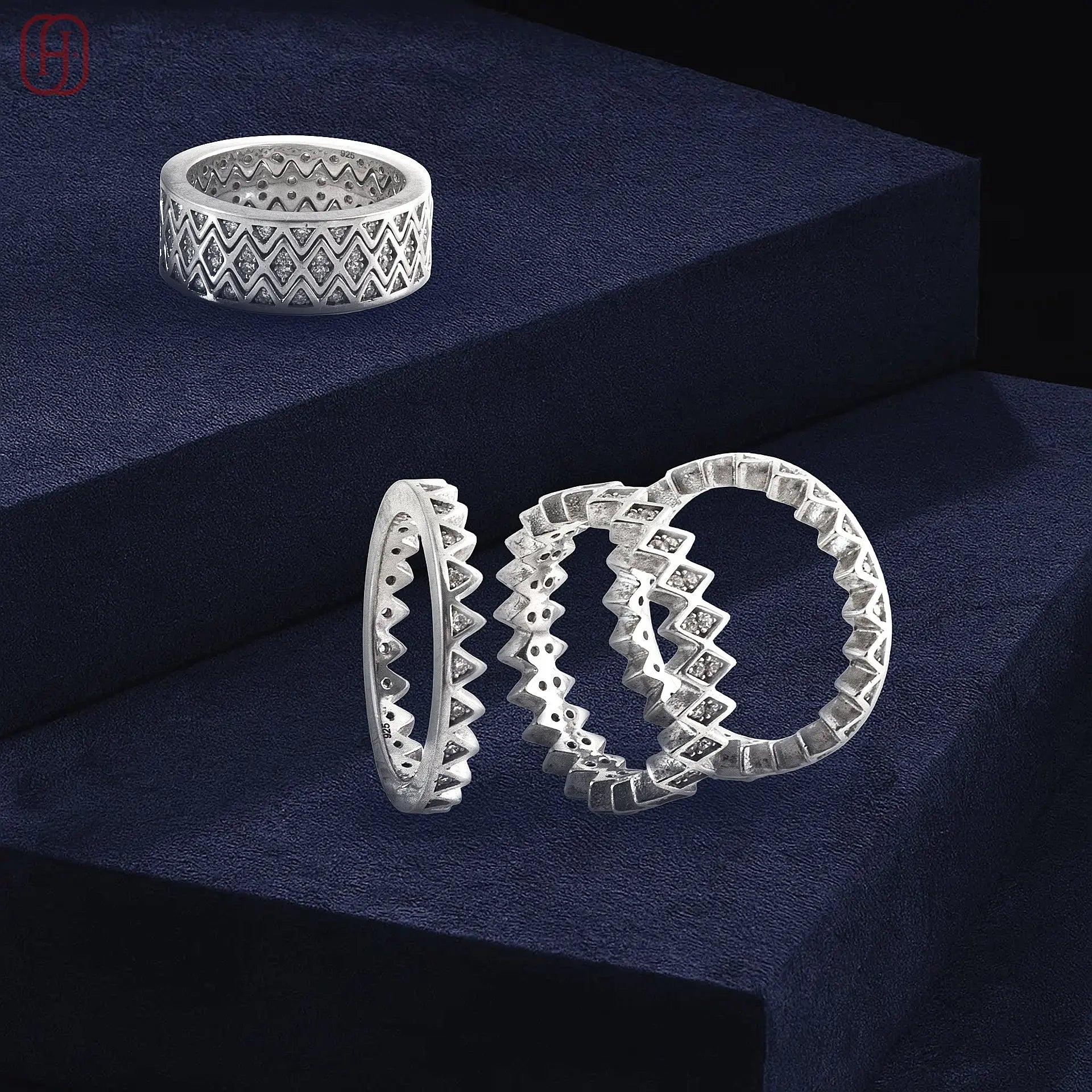 Hardik Jewels Silver Triple Band Ring Handcrafted 92.5 Silver.