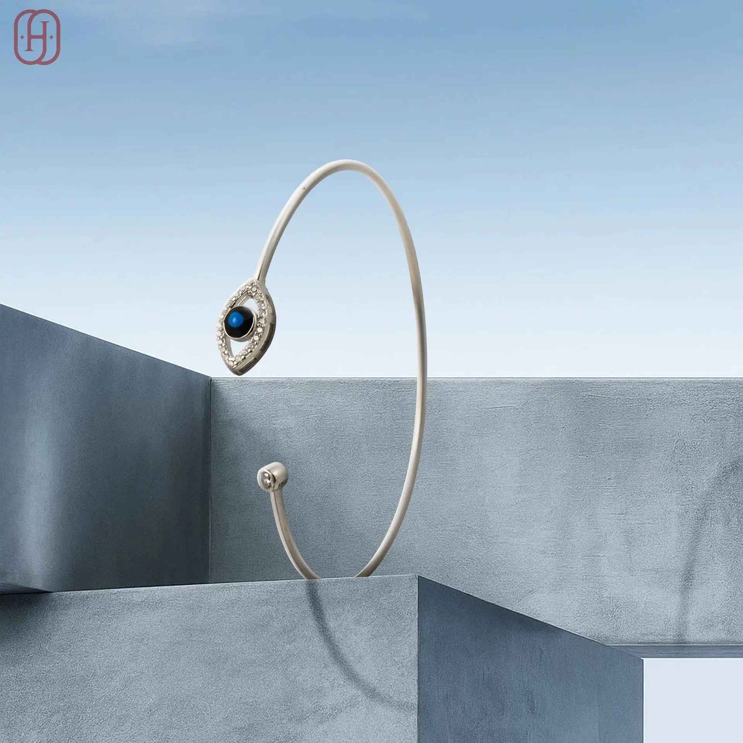 Hardik Jewels Sterling Silver Evil Eye Bangle