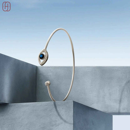 Hardik Jewels Sterling Silver Evil Eye Bangle