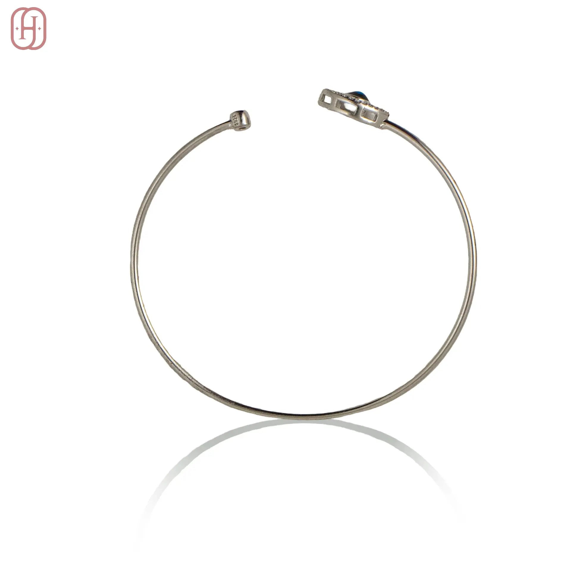Hardik Jewels Sterling Silver Evil Eye Bangle.