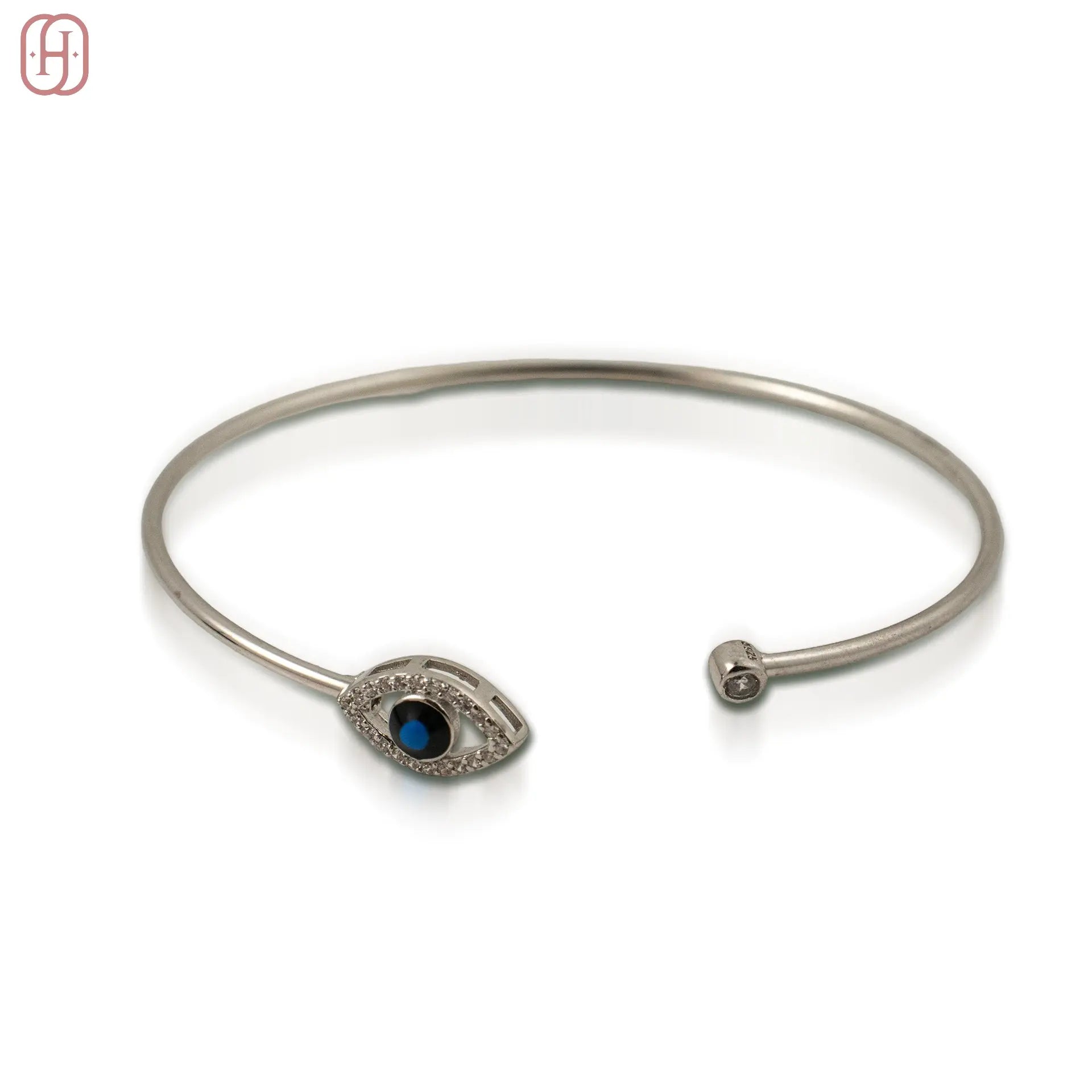 Hardik Jewels Sterling Silver Evil Eye Bangle.