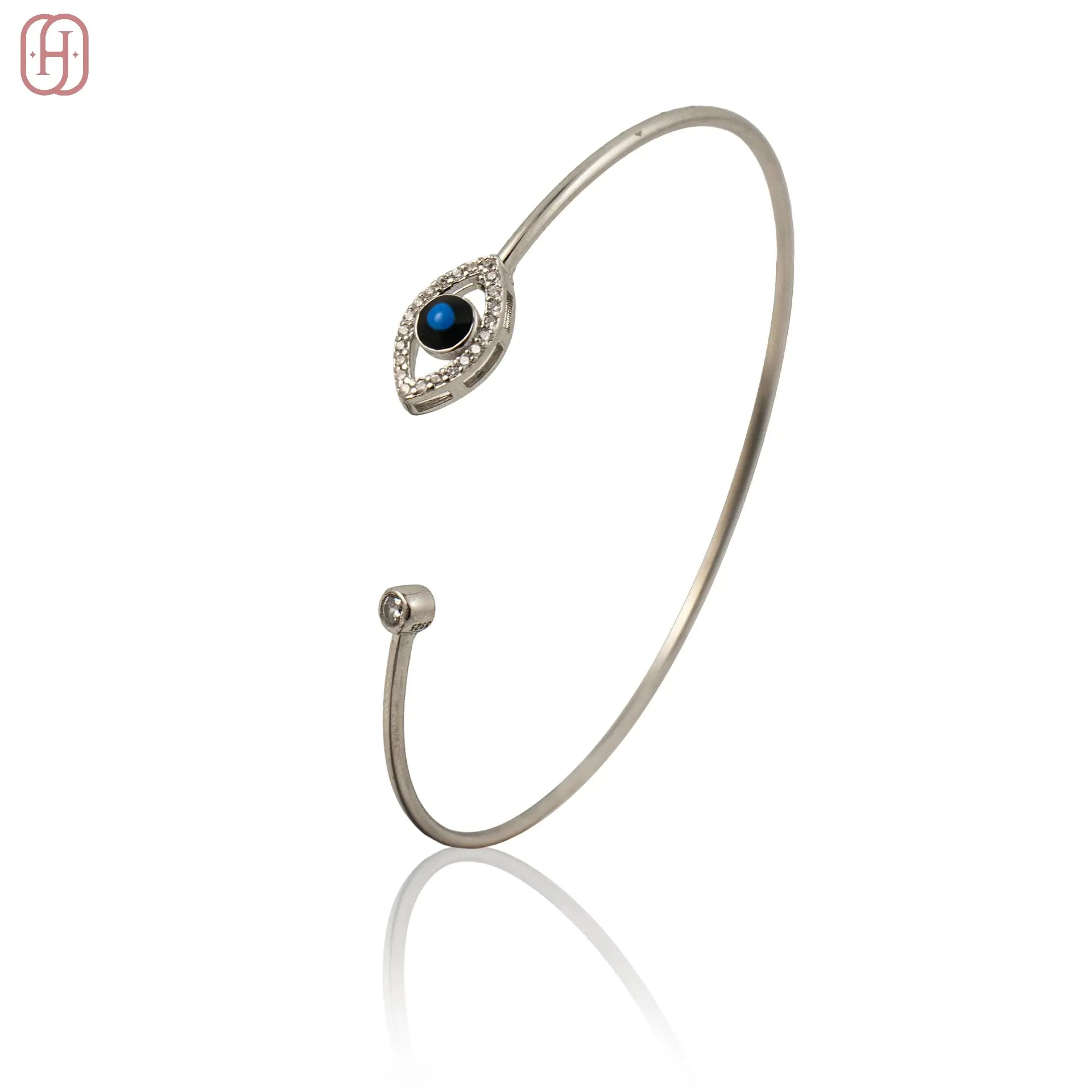 Hardik Jewels Sterling Silver Evil Eye Bangle.