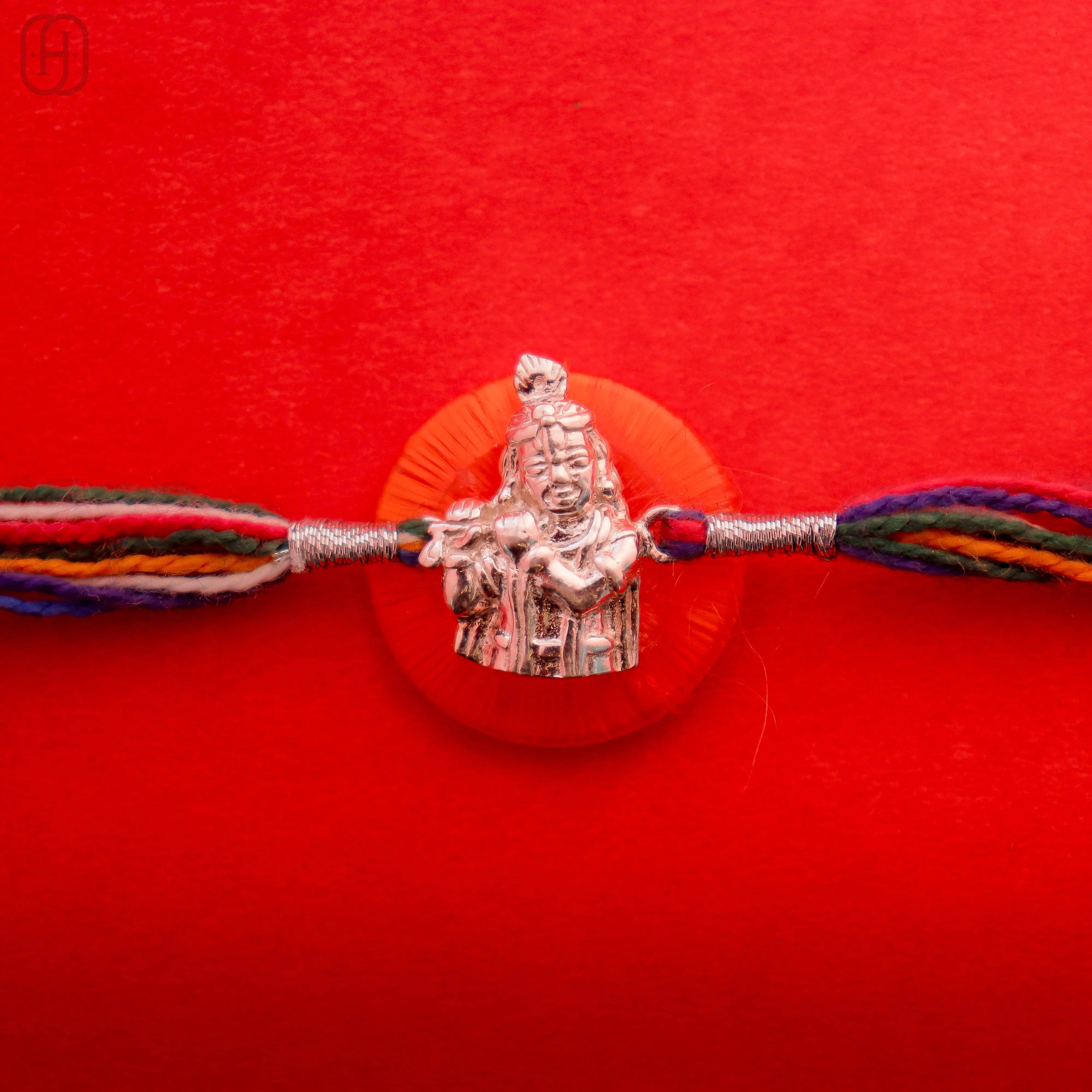 Hardik Jewels Sterling Silver Krishna Rakhi for Festivities.
