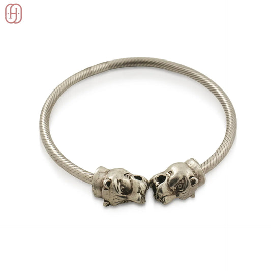 Hardik Jewels Tiger Head Silver Bracelet - Handcrafted Elegance.