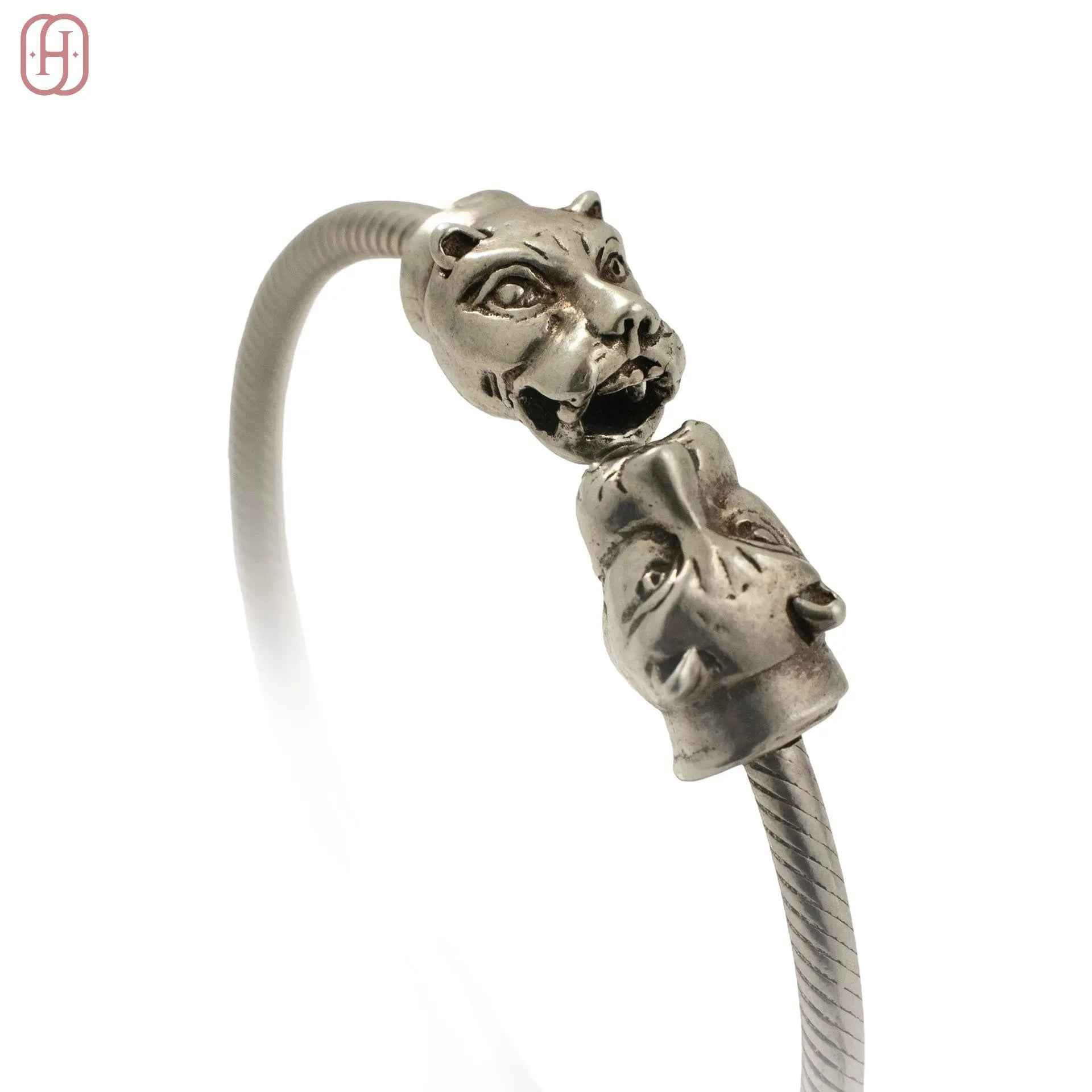Hardik Jewels Tiger Head Silver Bracelet - Handcrafted Elegance