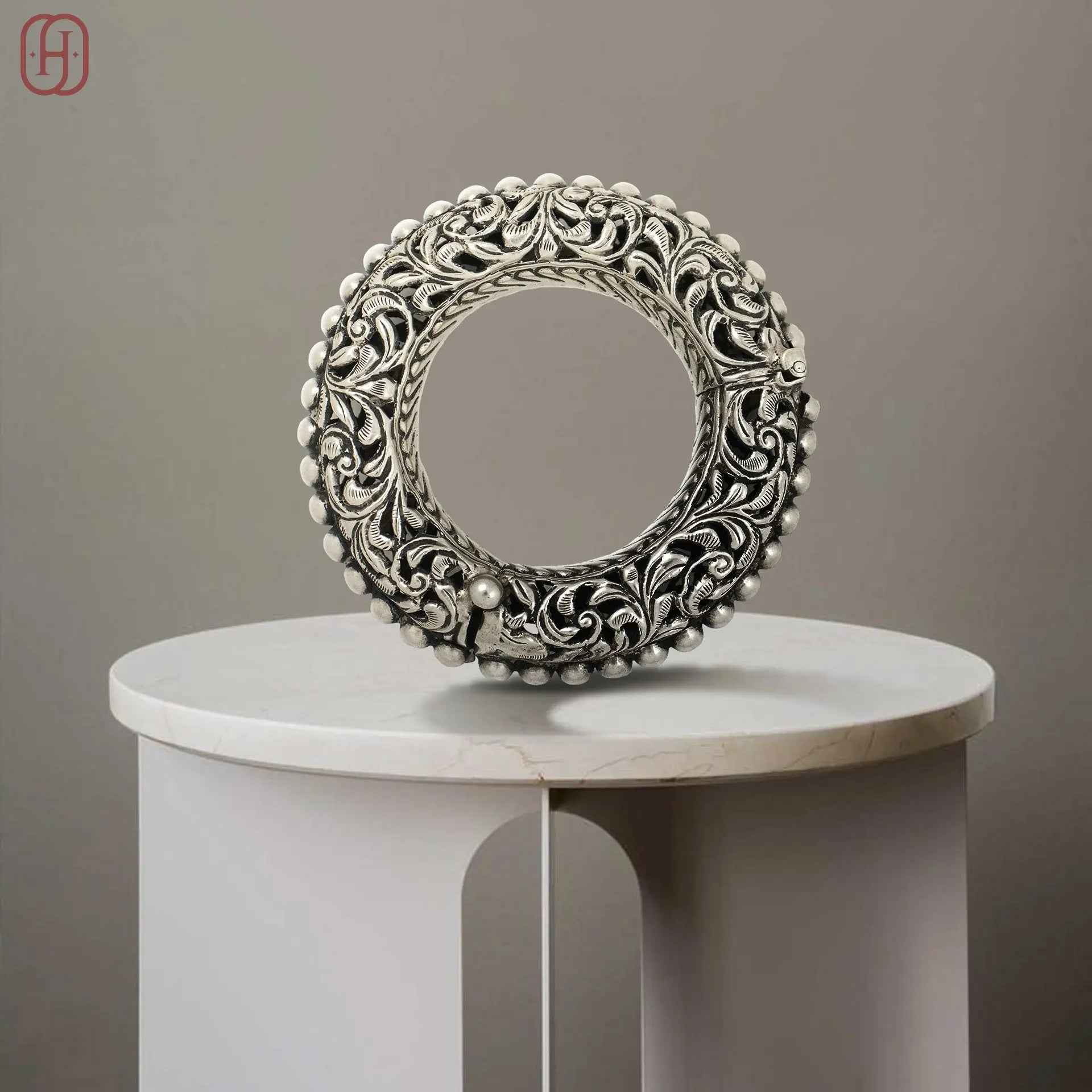 Hardik Jewels Vintage Style Oxidized Kada Bracelet