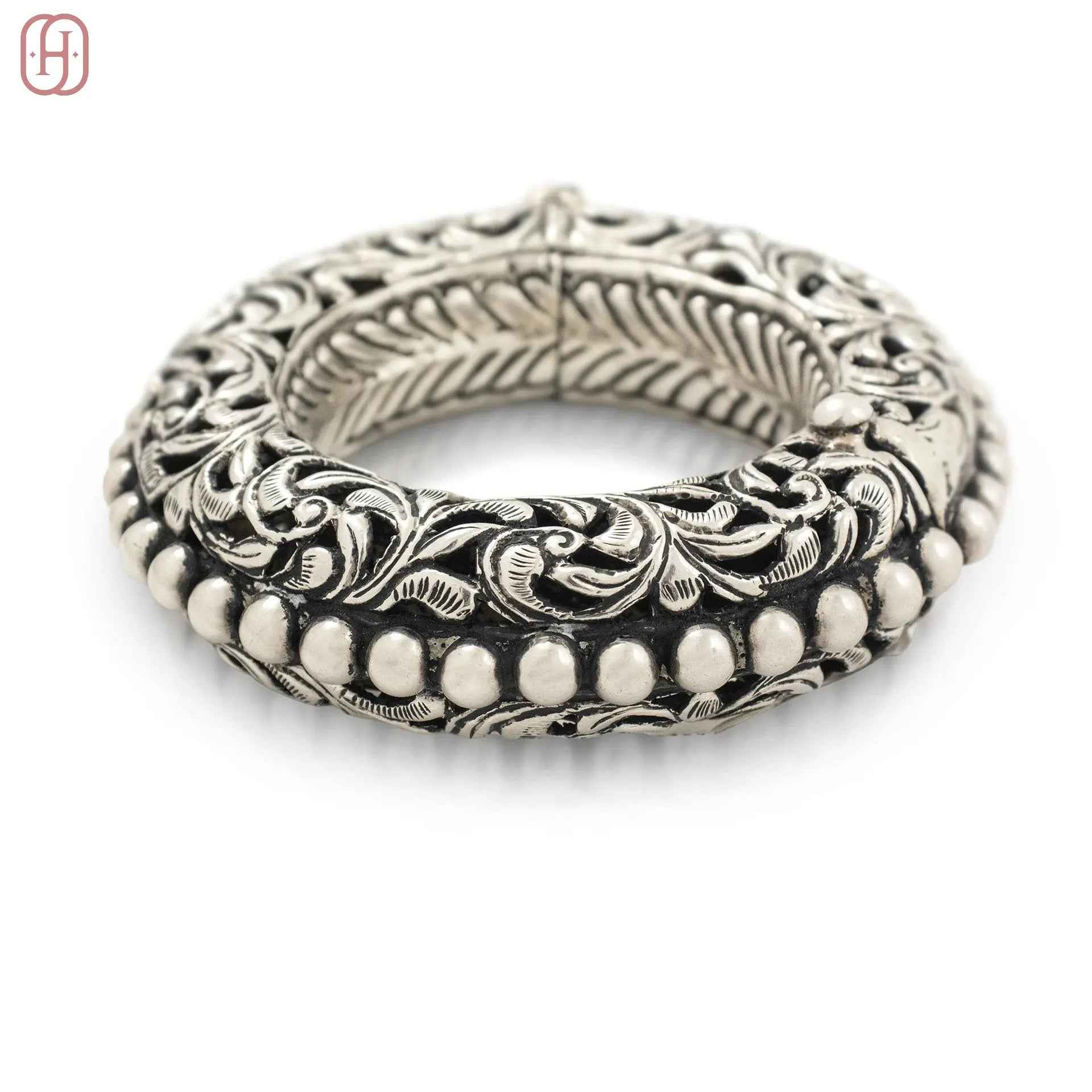 Hardik Jewels Vintage Style Oxidized Kada Bracelet