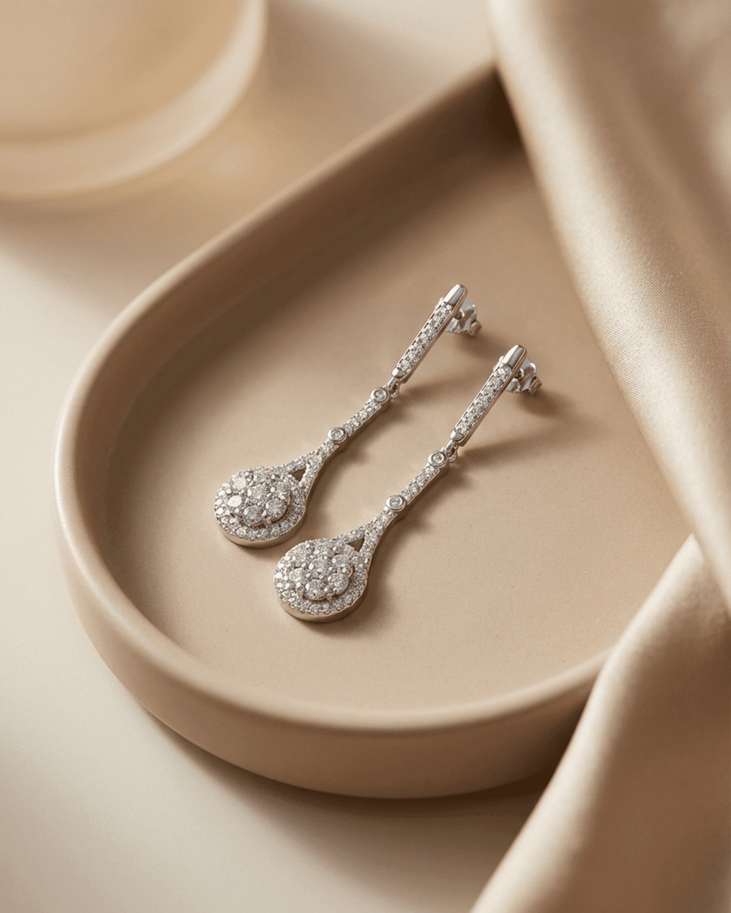 92.5 Sterling Silver CZ Teardrop Pendant Set | Diamond Look Linear Drop (Chain Not Included)