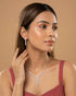 92.5 Sterling Silver CZ Cluster Y-Drop Necklace & Earring Set | Bridal Diamond Look