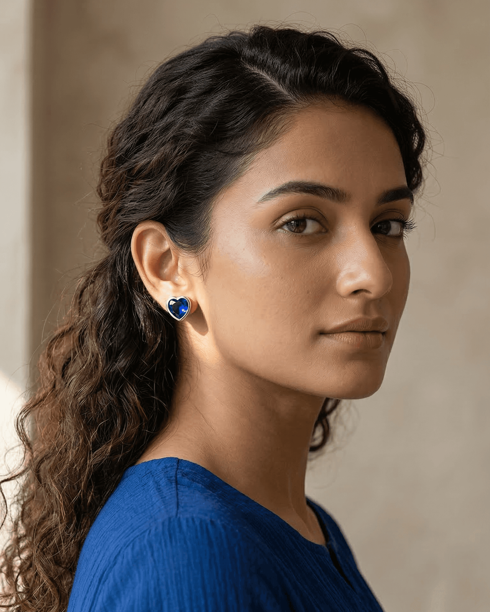 Classic 92.5 Sterling Silver Vibrant Blue CZ Halo Stud Earrings