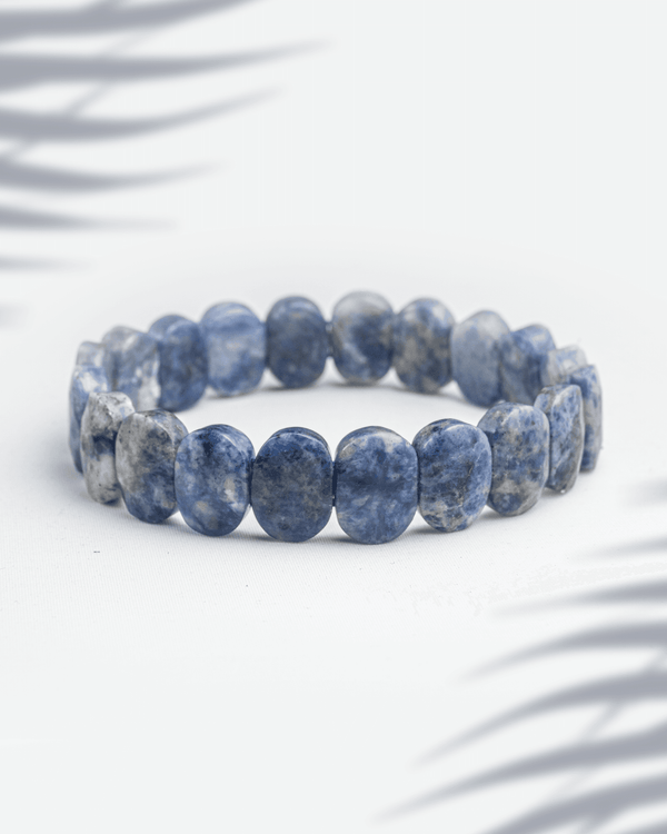 Natural Blue Sodalite Flat Tablet Bracelet | Stone of Logic & Inner Peace
