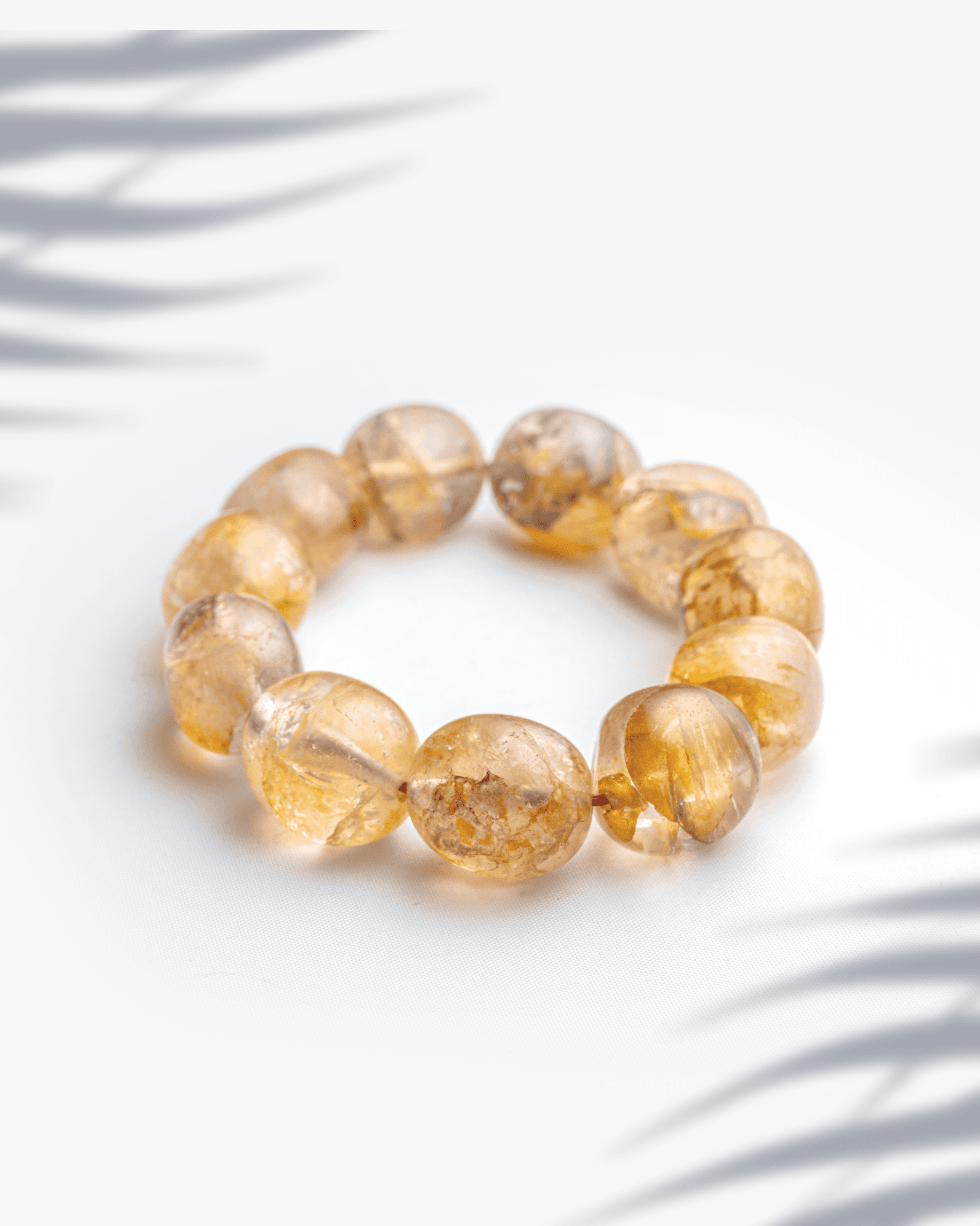 Natural citrine gemstone bracelet featuring jumbo 14mm organic tumbled yellow nugget beads for massive wealth attraction.