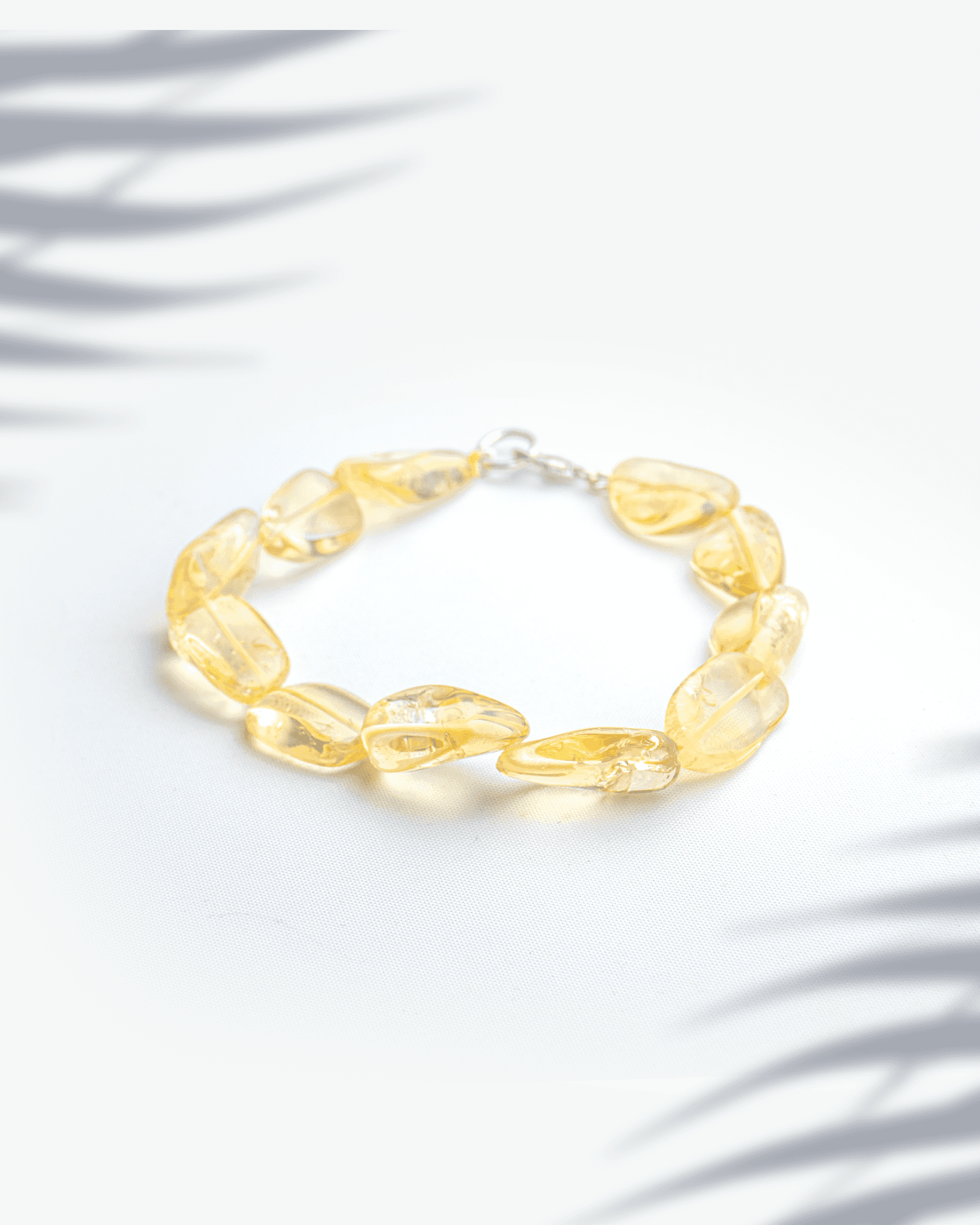 Natural citrine gemstone bracelet featuring jumbo 14mm organic tumbled yellow nugget beads for wealth attraction.