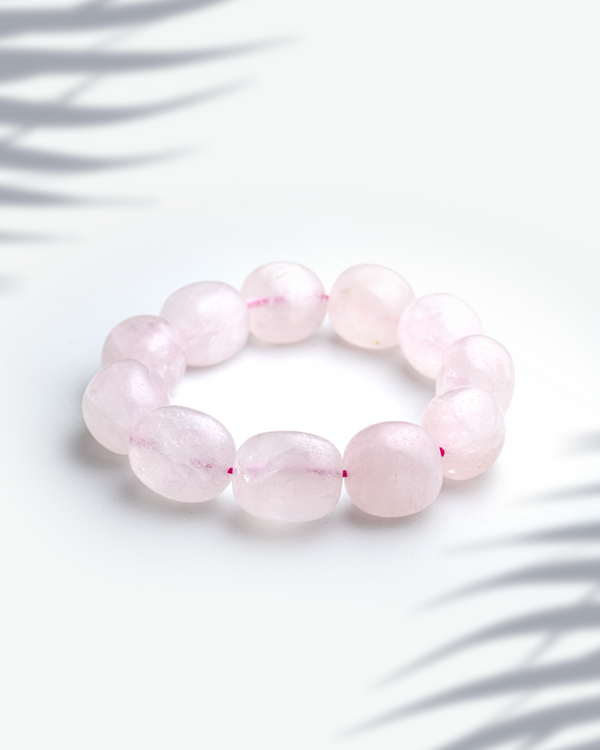 Natural Rose Quartz Tumbled Nugget Bracelet | Organic Love & Healing Crystal