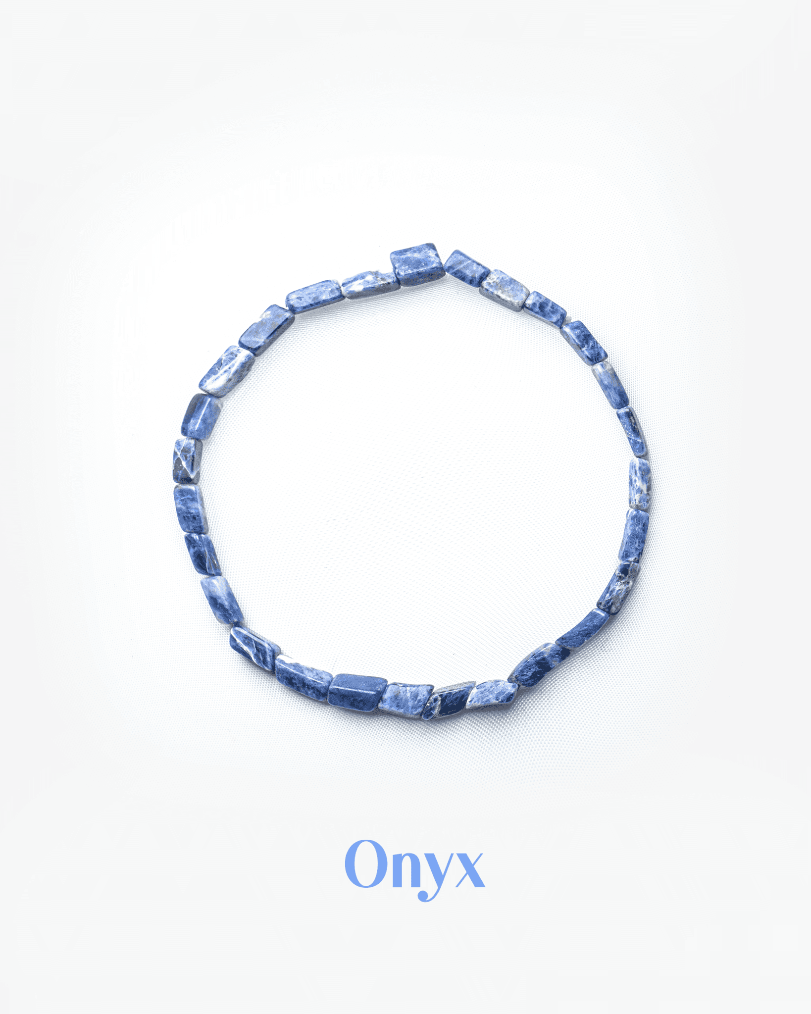 Natural sodalite gemstone bracelet featuring blue rectangular tube beads for logic and truth.