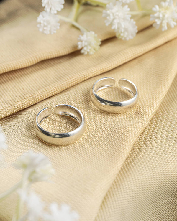 92.5 Sterling Silver Classic Plain Polished Toe Rings | Minimalist Smooth Band Bichhiya