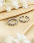 Pair of oxidized 92.5 sterling silver toe rings featuring an interlocking celtic woven rope design.