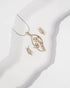 Rose gold plated 925 sterling silver pendant and earring set featuring a leaf shape with clover flowers and CZ stones (chain not included).
