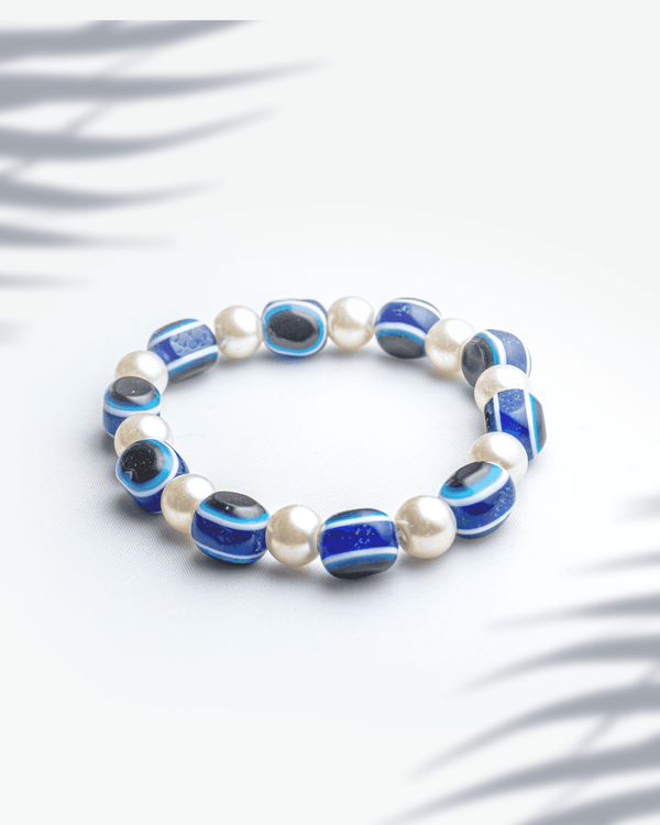 Shell Pearl & Evil Eye Beaded Bracelet (8mm) | Full Protection Jewelry