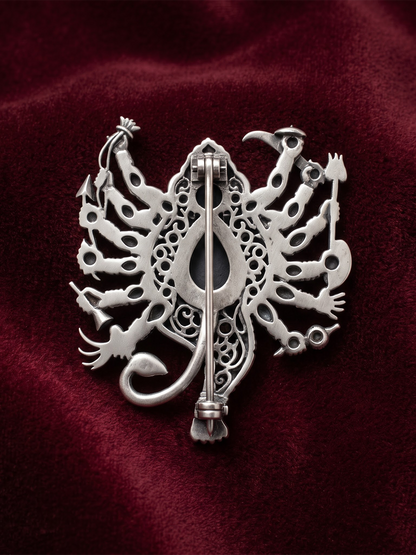 925 sterling silver hallmark back of Narsimha brooch
