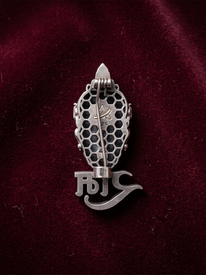 925 sterling silver hallmark back of Hanuman Ram naam brooch