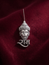 Oxidized 925 silver Hanuman face brooch with Ram naam on maroon fabric