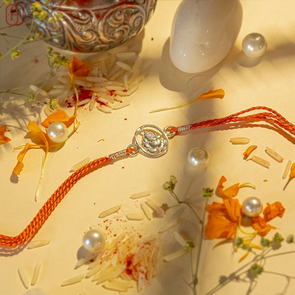 Hardik Jewels Ganesh Ji Silver Rakhi for Tradition