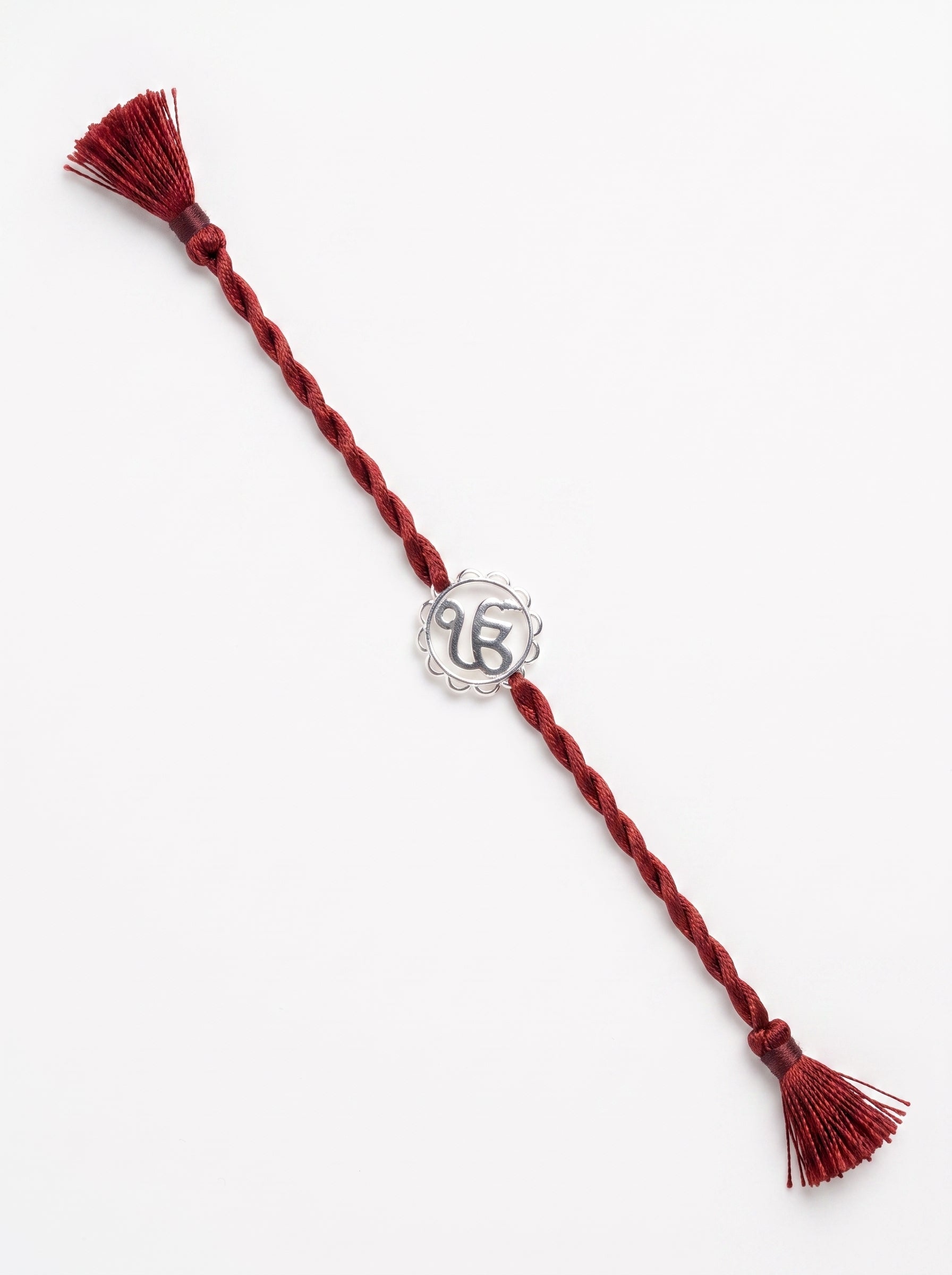 Ik Onkar Silver Rakhi - Maroon Thread