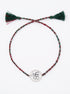 Ik Onkar CZ Halo Silver Rakhi - Red Green - studio product photo - Hardik Jewels