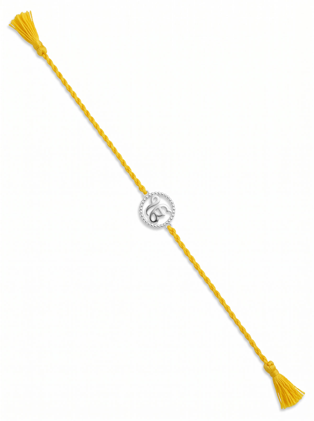 Ik Onkar CZ Halo Silver Rakhi - Yellow