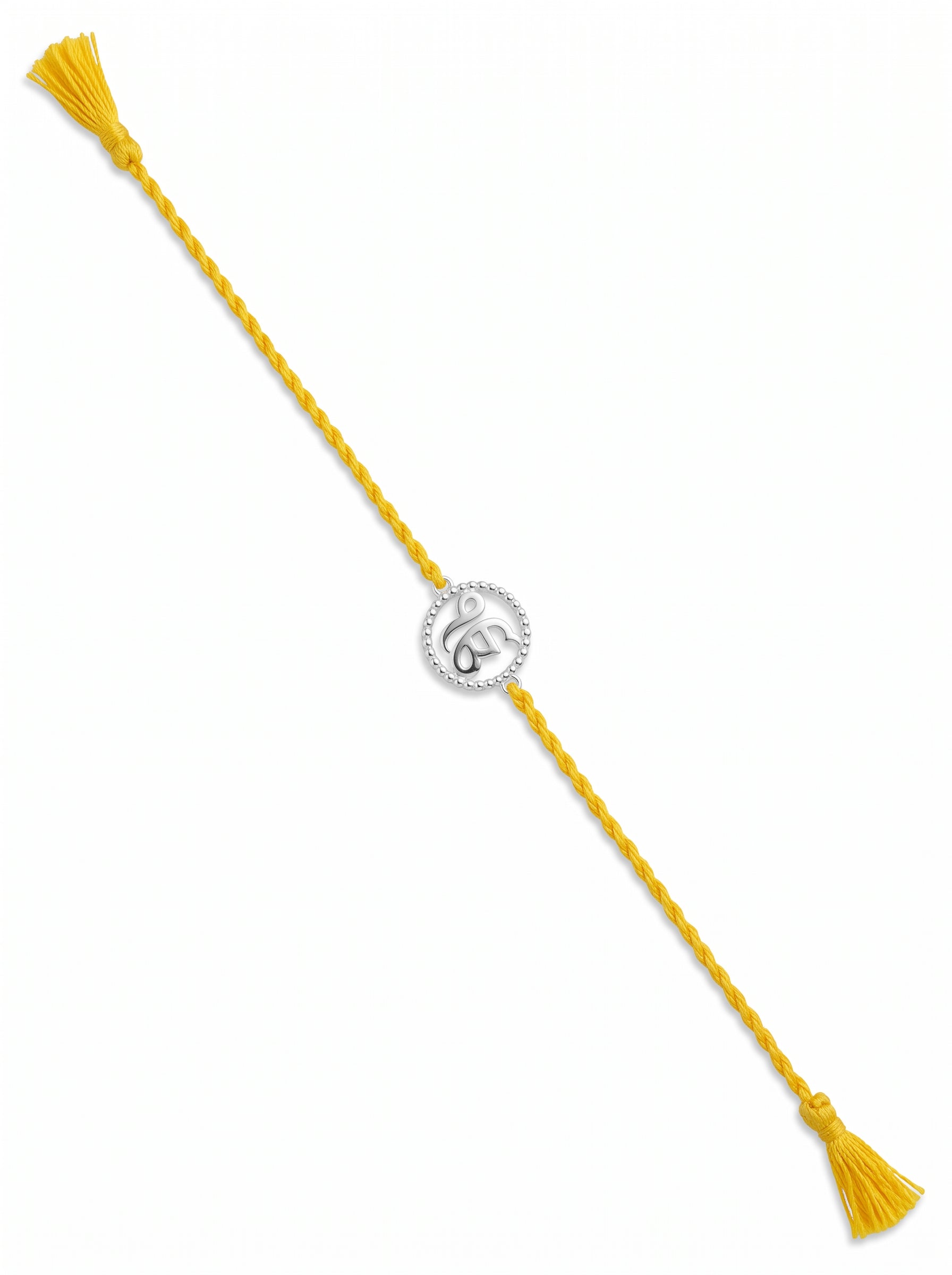 Ik Onkar CZ Halo Silver Rakhi - Yellow