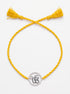 Ik Onkar CZ Halo Silver Rakhi - Yellow - studio product photo - Hardik Jewels