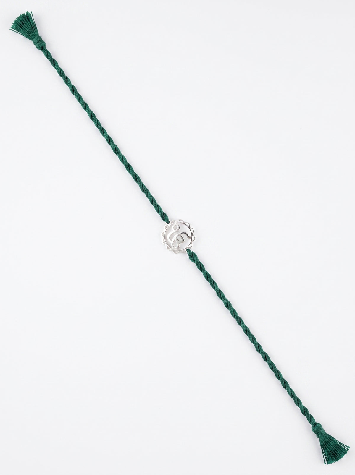 Ik Onkar Floral Silver Rakhi - Green