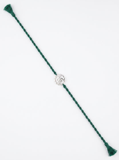 Ik Onkar Floral Silver Rakhi - Green